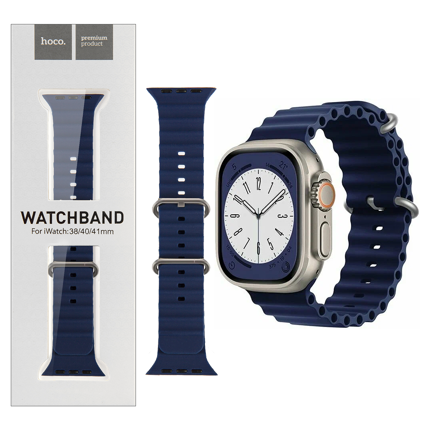 Ремешок для Apl watch 38/40/41mm Watchband WA12 Or. series marine double silicone evening blue HOCO