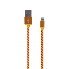 Кабель USB на Lightning 1m  2.4А в оплетке  ISA оранжевый