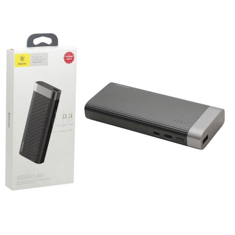Внешний аккумулятор 10000 mAh Parallel (USB + Type-C + Micro USB) Baseus черный
