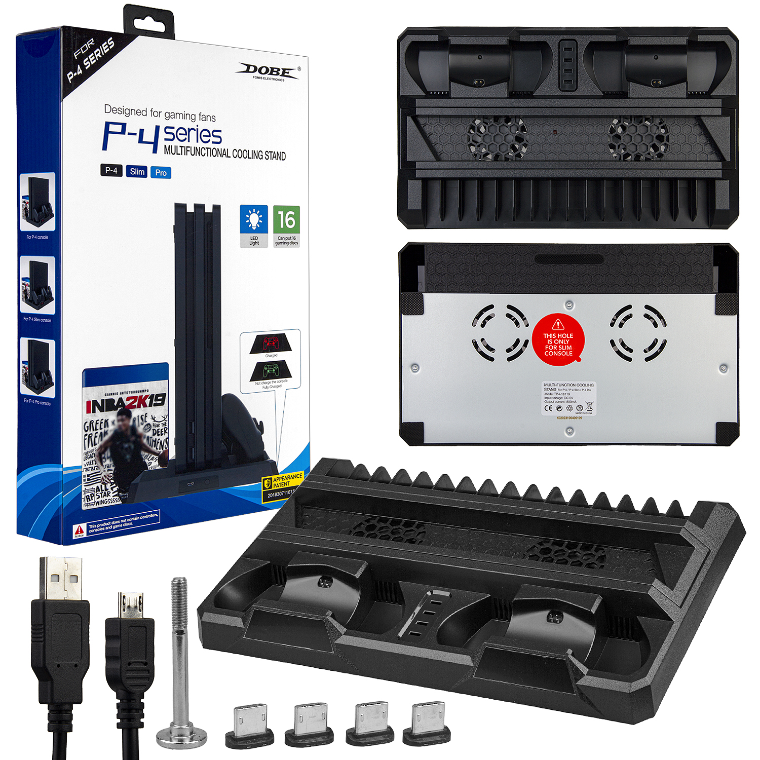 Зарядная станция для геймпадов TP4-18119   PS4 Slim Pro (20шт/кор)