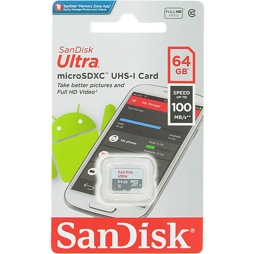 Micro SD 64GB SanDisk Class 10 Ultra Android (100 Mb/s) без адаптера