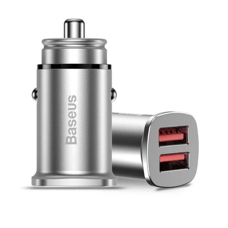 Переходник АЗУ на USB + Type-C 30W BS-C15C Baseus серебро