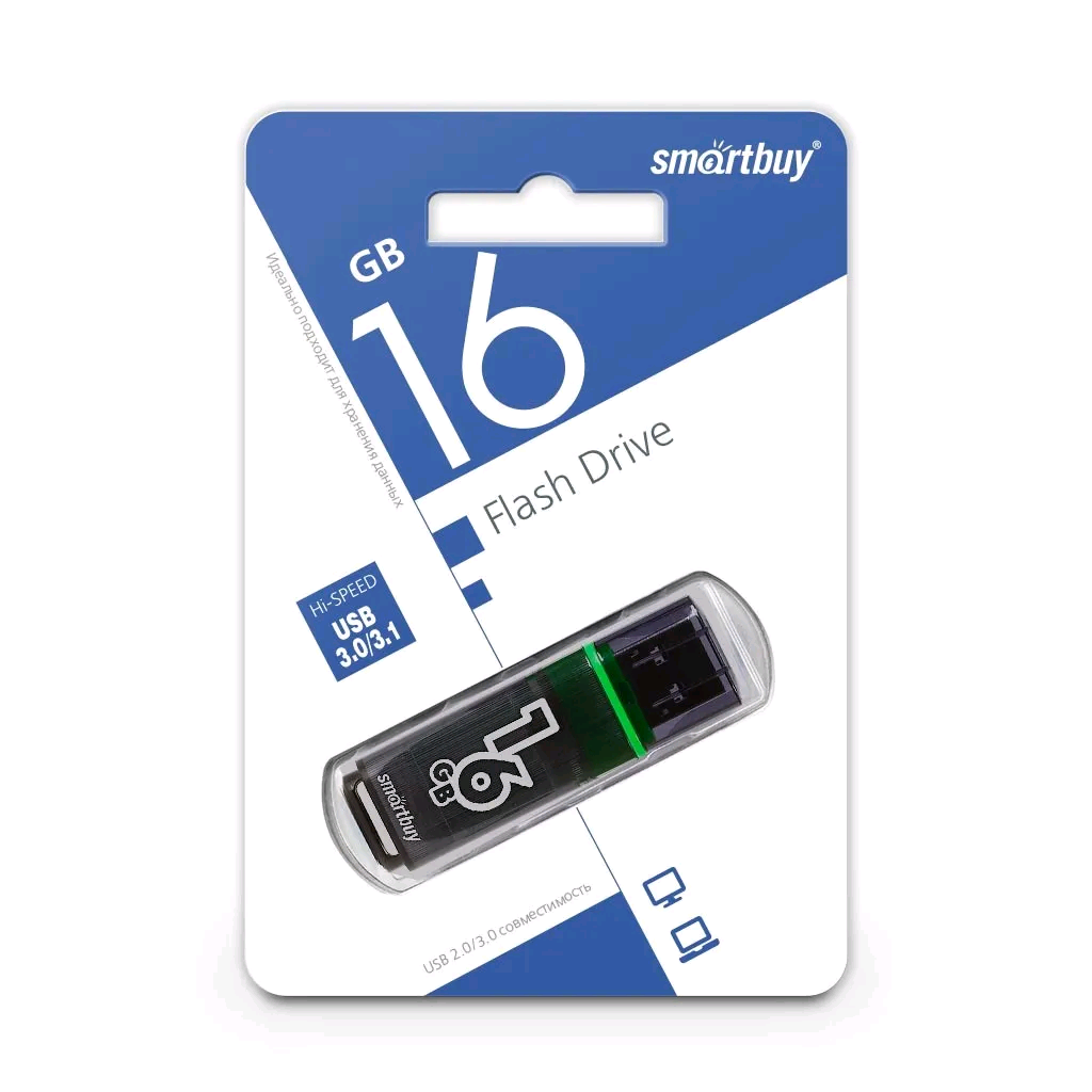 USB 3.0 накопитель 16 GB Smart Buy Glossy Dark Grey