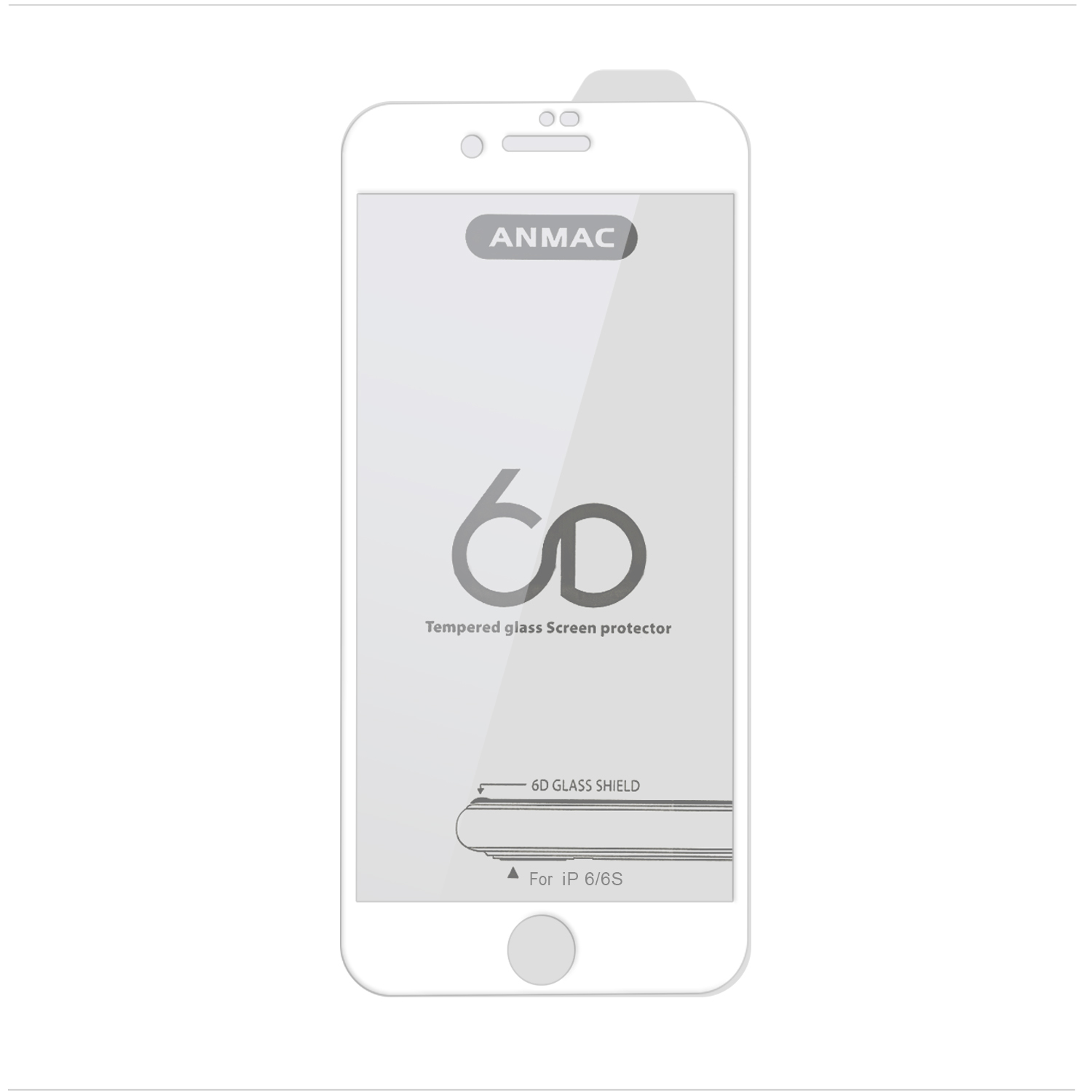 Защитное стекло iPh 6/6S Anmac 6D White без упаковки Арт.1137148