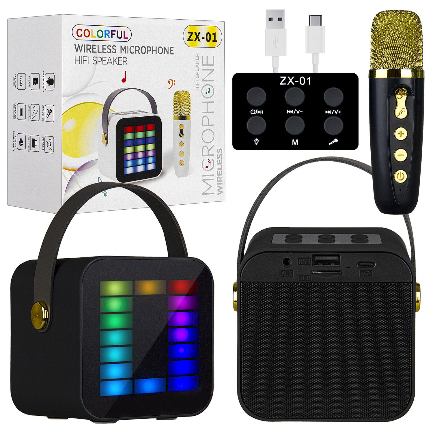Портативная акустика с микрофоном RGB ZX-01 (40шт/кор)
