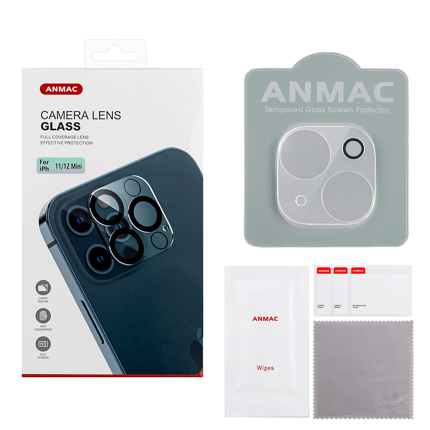 Защитное стекло для камеры iPh 11/12 Mini  ANMAC  Арт. 1137432