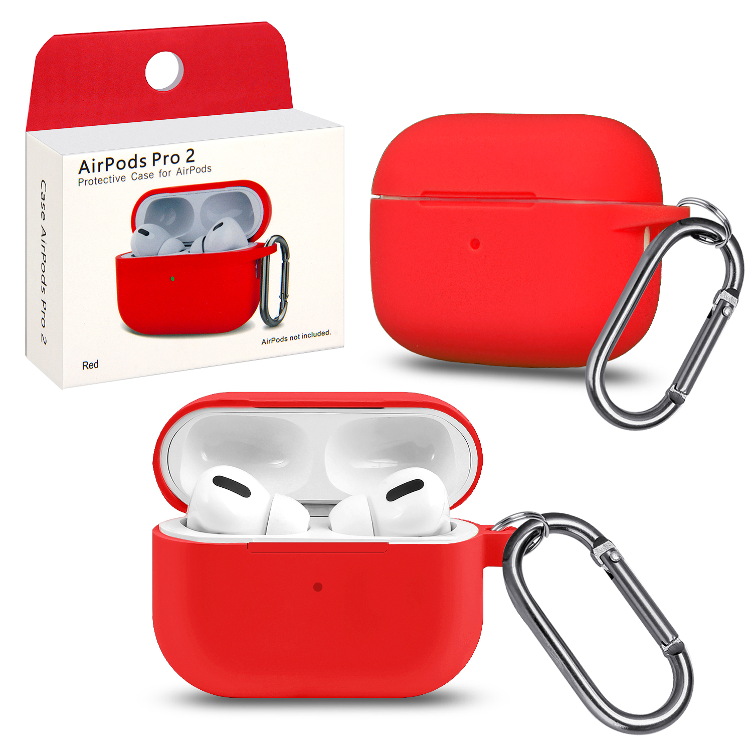 Чехол Apods Pro 2 Red с карабином #16