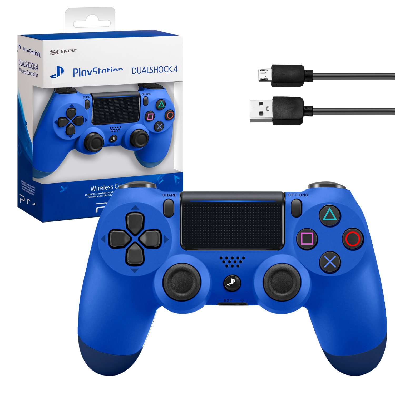 Джойстик PS4 DualShock беспроводной A  синий (logo)