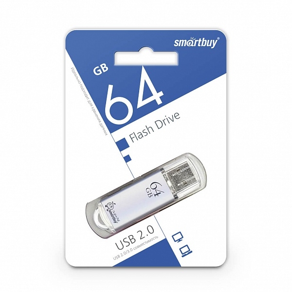USB накопитель 64 GB Smart Buy V-Cut Silver