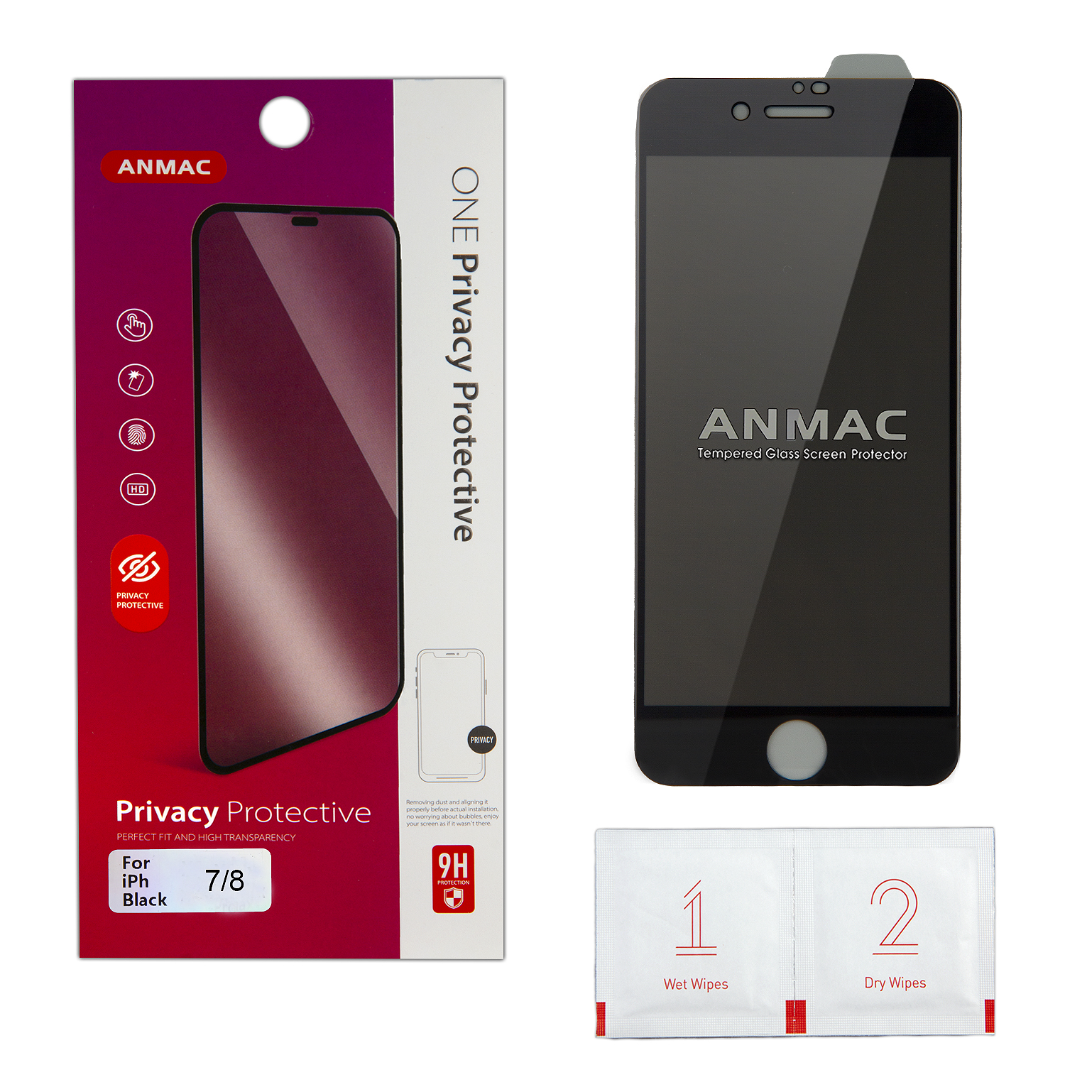 Защитное стекло iPh 7/8 ANMAC Privacy черное  