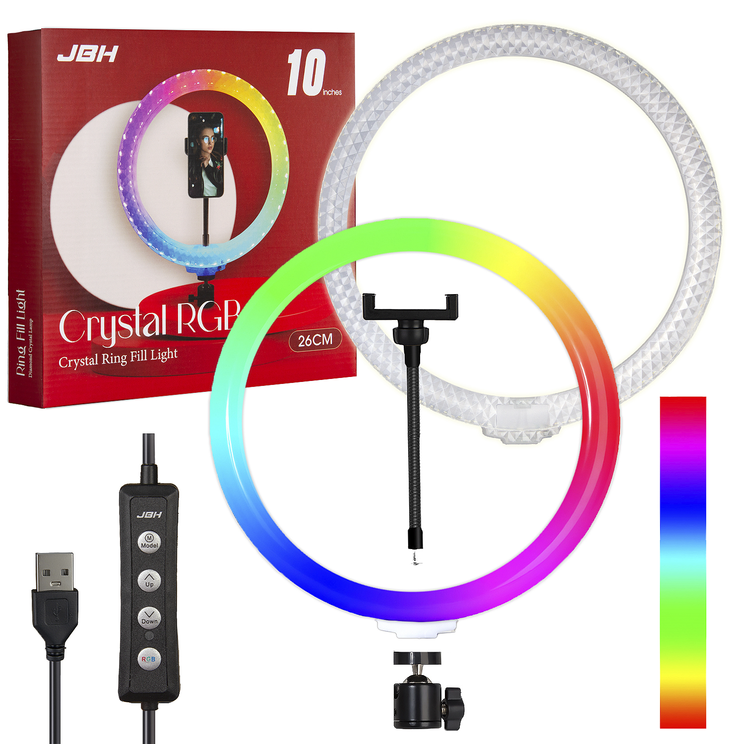 *Селфи кольцо 26СМ RD-26 10" Crystal RGB JBH (50шт/кор)