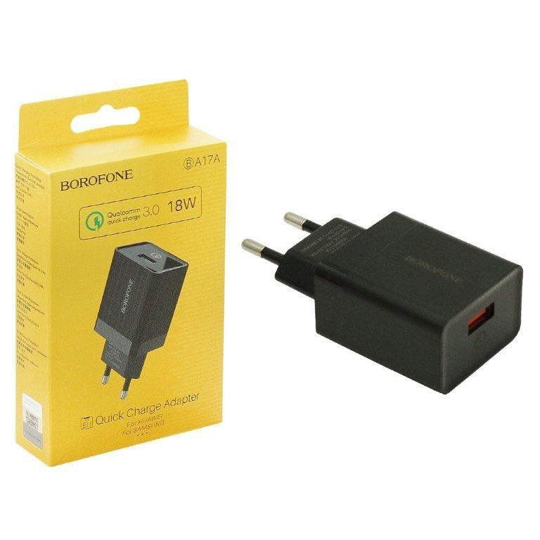 Переходник BA17A СЗУ на USB 2A QC3.0 Borofone черный