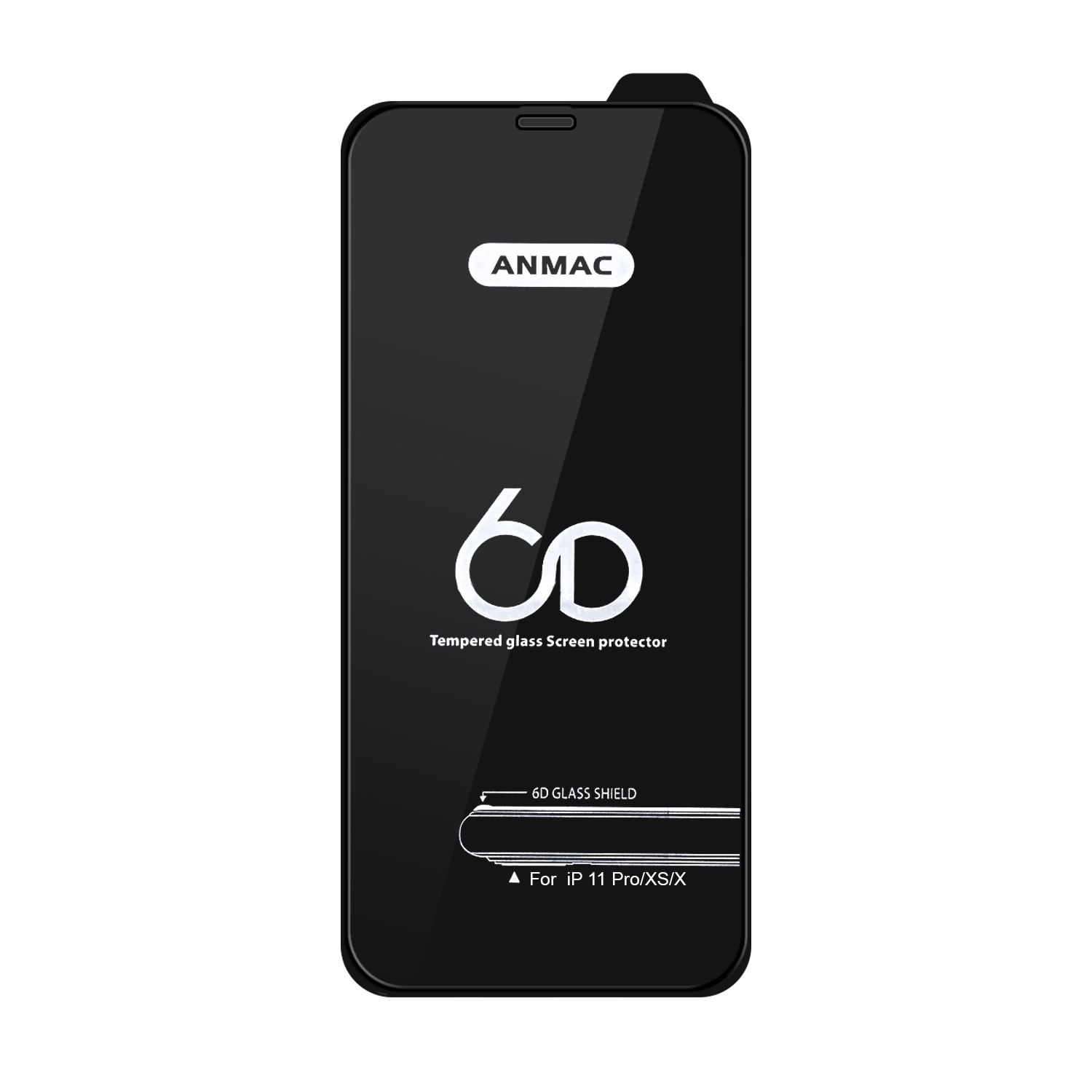 Защитное стекло iPh 11 Pro/XS/X Anmac 6D Black без упаковки Арт.1137155