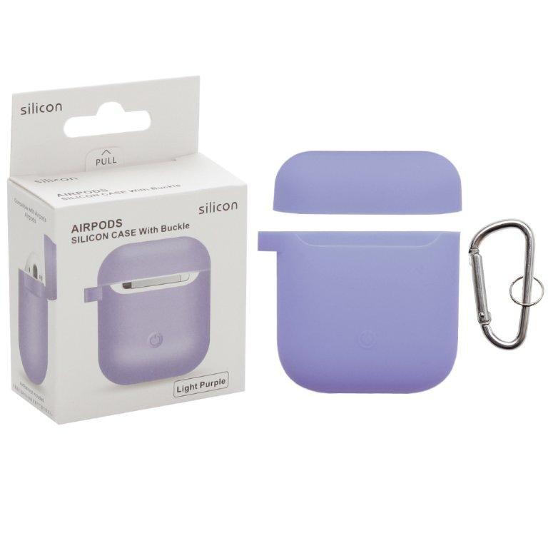Чехол Apods Silicon Case с карабином светло-фиолетовый WS 