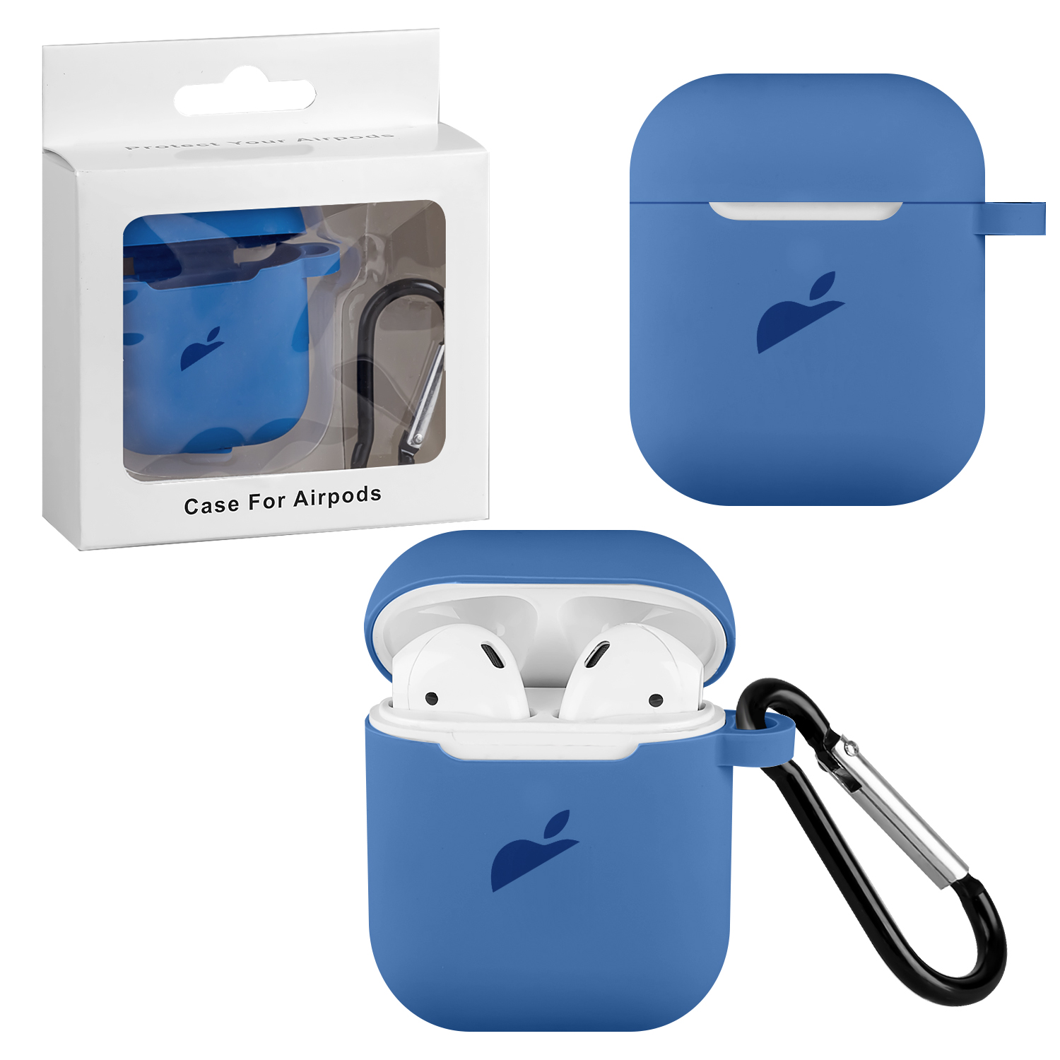 Чехол APods 1/2 Silicon Case APL Lake Blue (c LOGO)