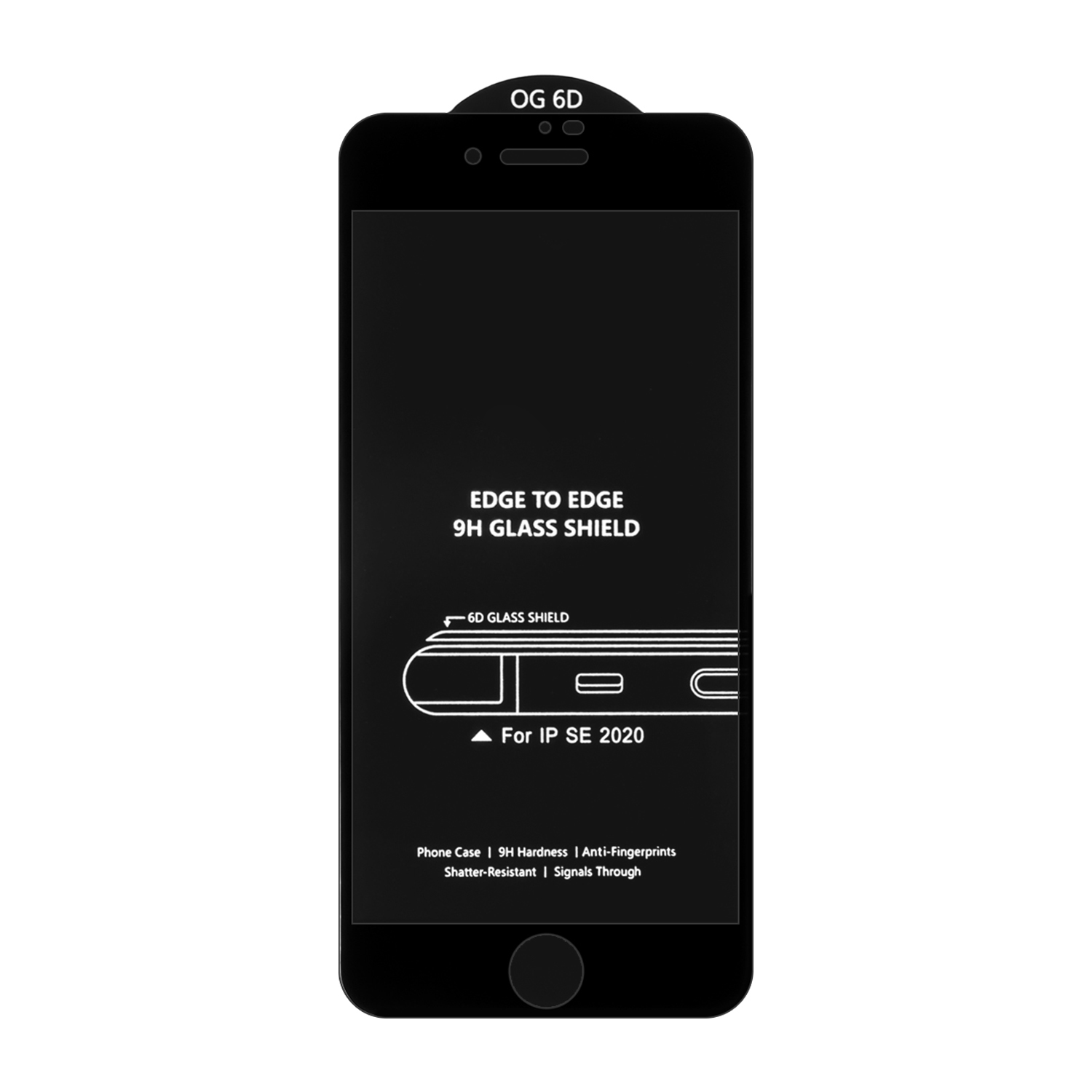Защитное стекло iPh SE (2020) Black 6D без упаковки