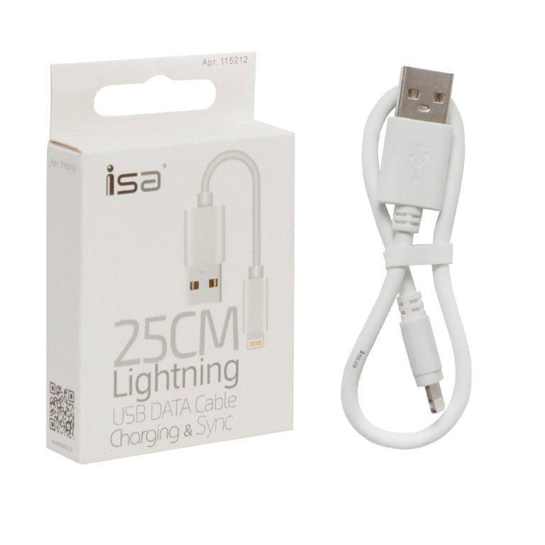 Кабель USB Lightning 25cm ISA