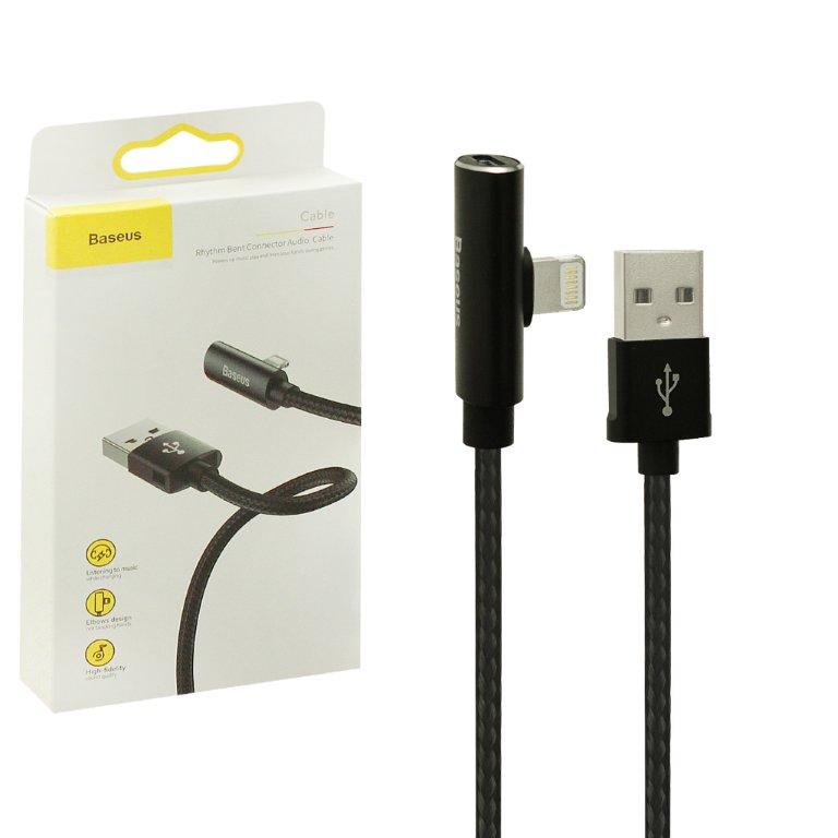 Кабель USB Lightning 1m 2 A Rhythm Bent Connector Audio Cable Baseus черный