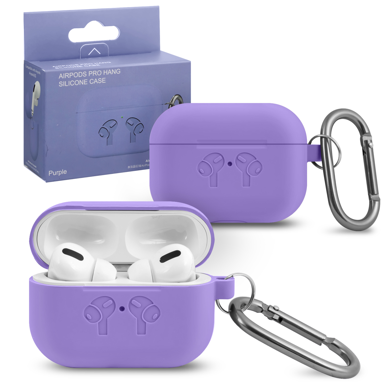 Чехол APods Pro Hang Silicon Сase с карабином   HF purple