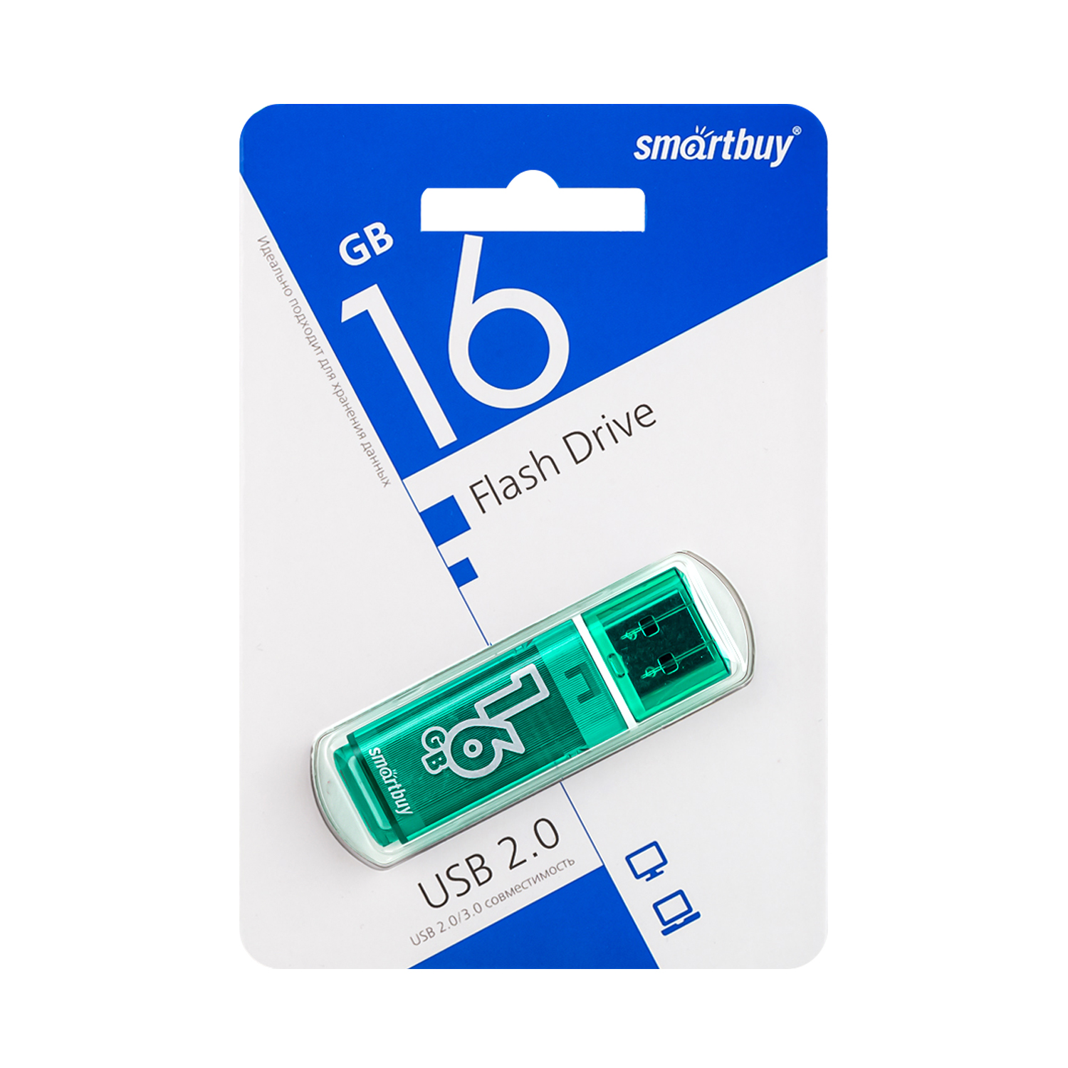 USB накопитель 16 GB Smart Buy Glossy Series Green