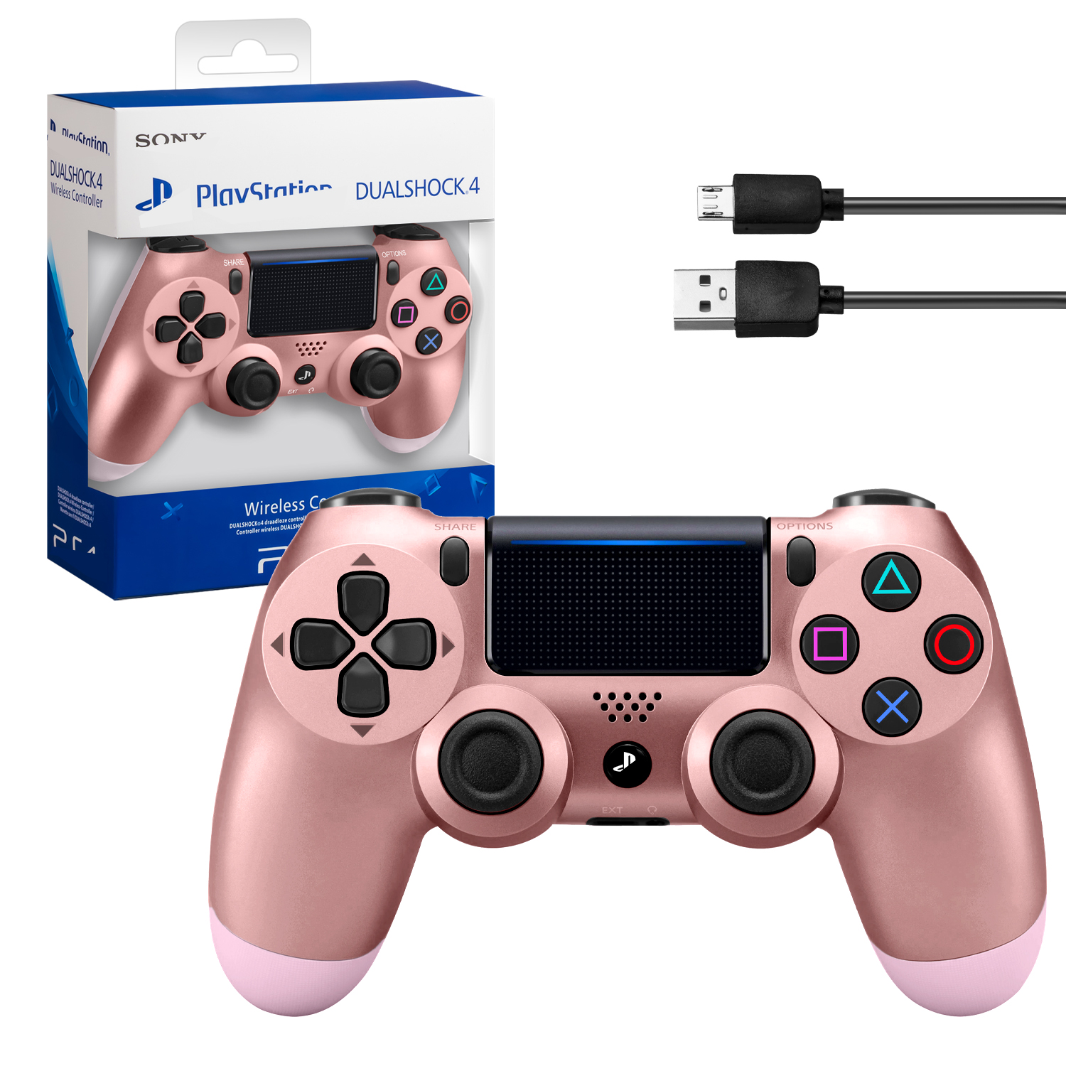 Джойстик PS4 DualShock беспроводной A розовое золото (logo)