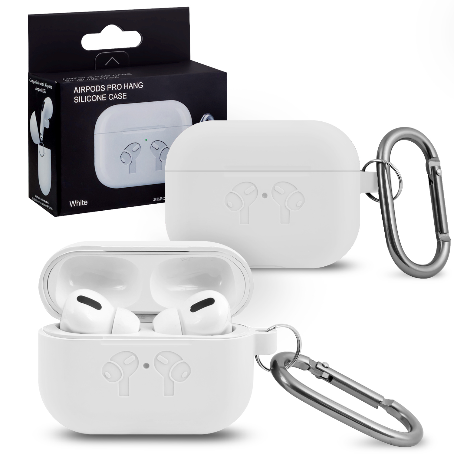 Чехол APods Pro Hang Silicon Сase с карабином   HF white 