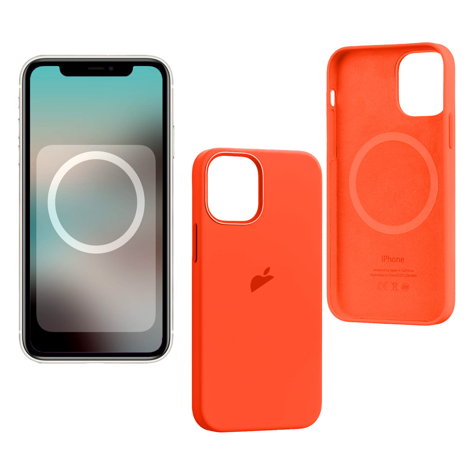 Чехол iPh 12 Pro Max Silicon Case 100% ORG Eletric Orange (MagSafe + анимация NFC) c LOGO