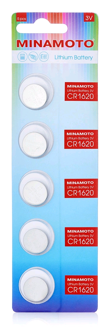 Батарейка Minamoto CR1620 BL5 Lithium 3V (5/100/5000) 5 шт/блистер
