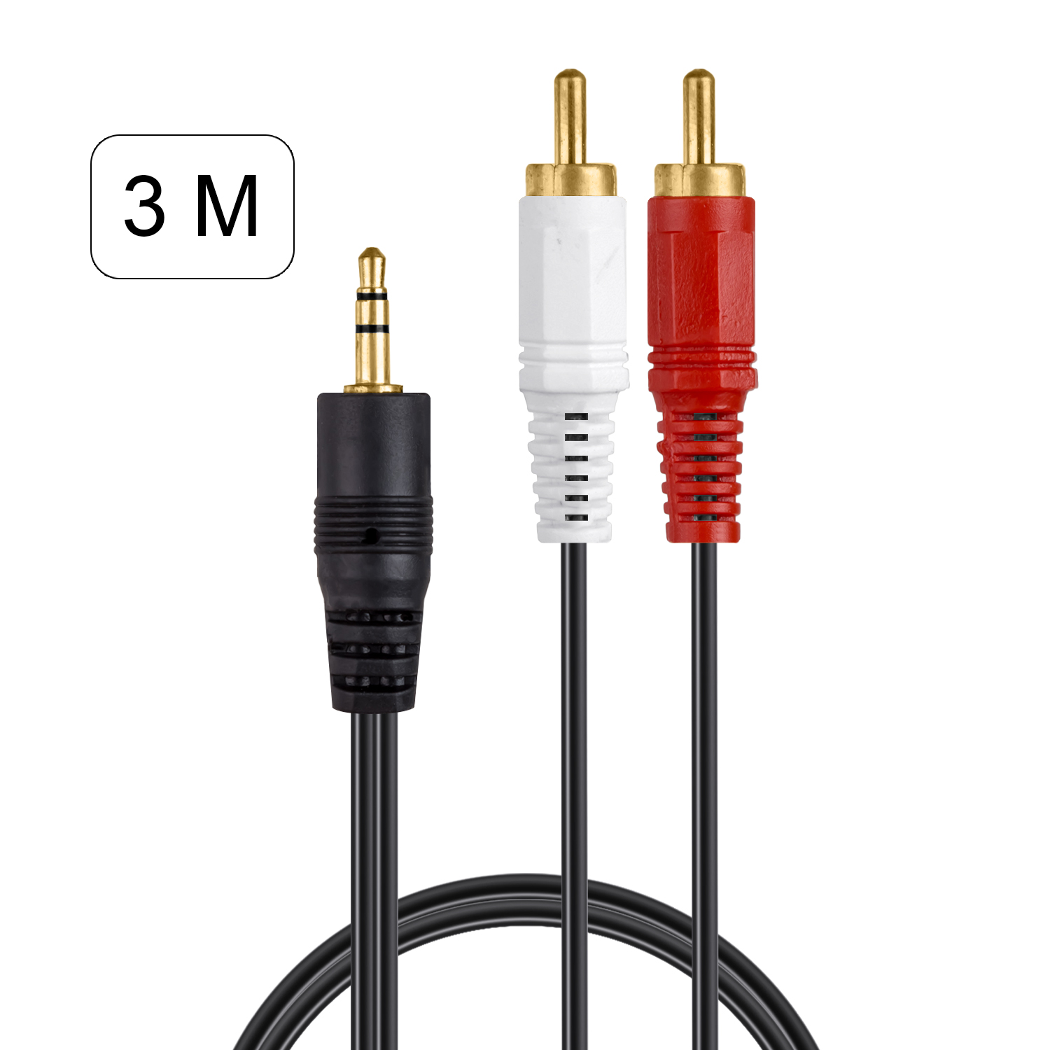 Кабель AUX 3.5 на 2 RCA золоченый 3M (220шт/кор)