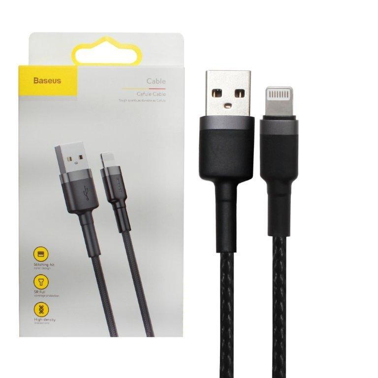 Кабель USB Lightning 2M 1.5A Kevlar Cable Baseus черный CALKLF-CG1