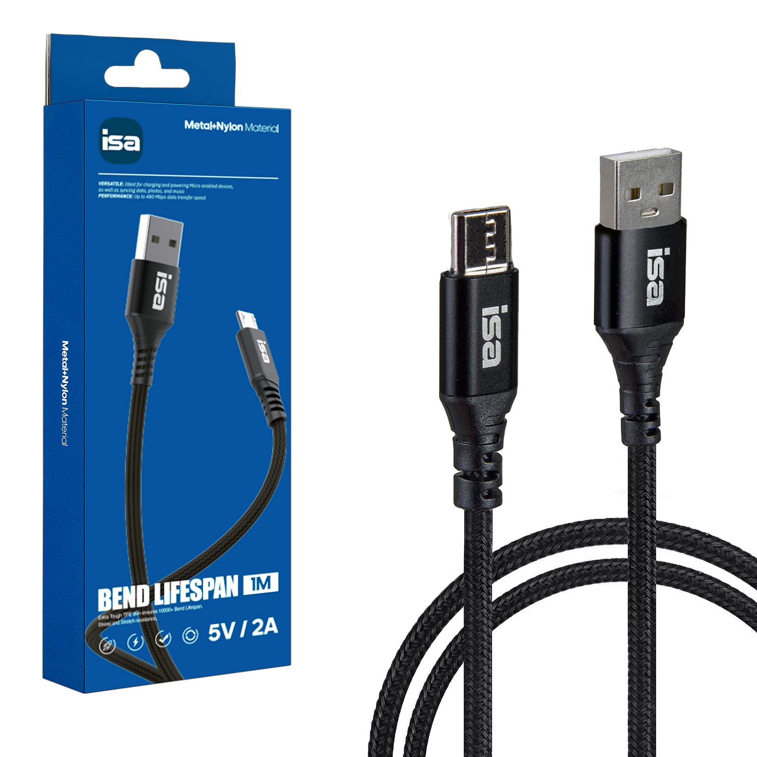 Кабель USB Micro USB 1m 5V 2A BX-4 ISA черный