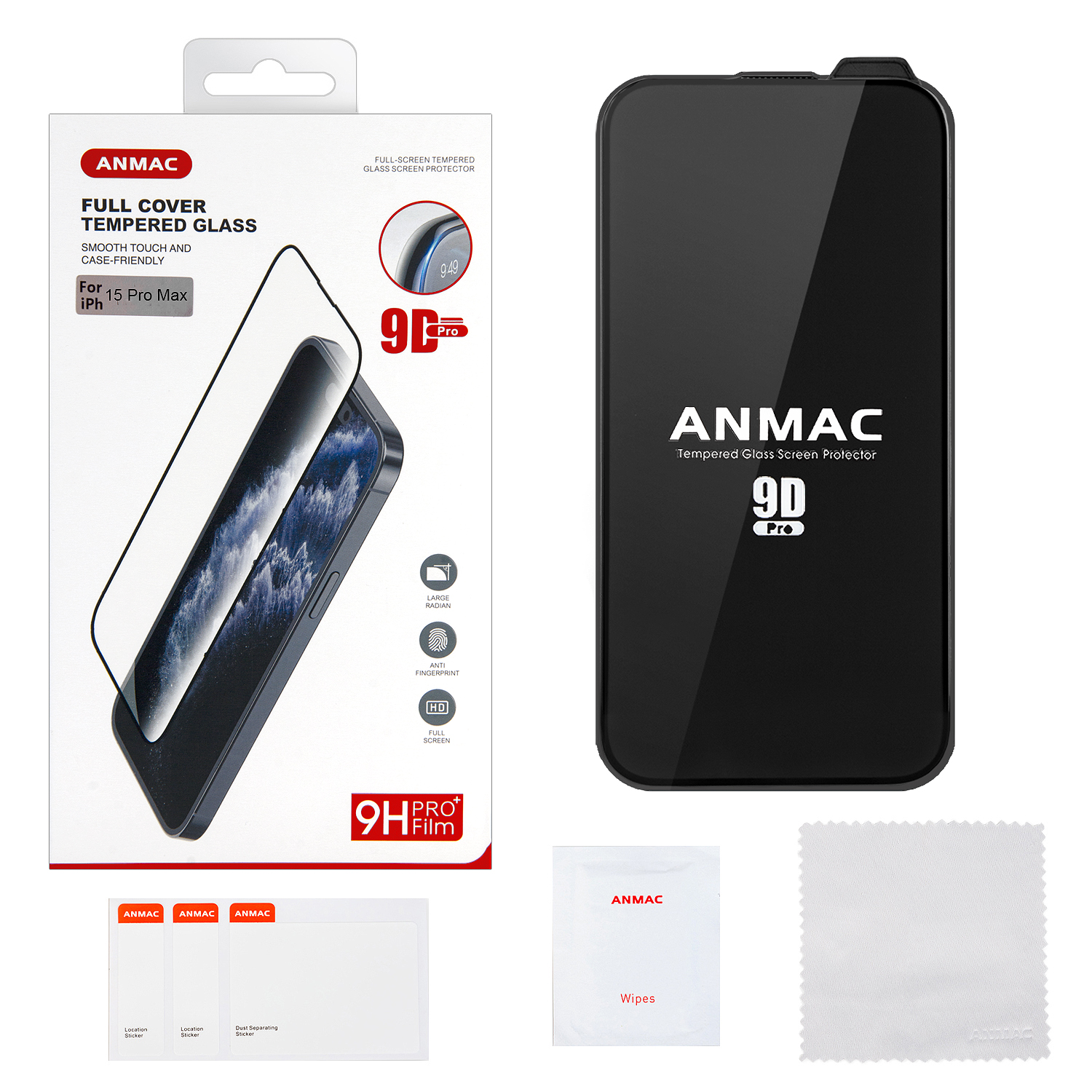 Защитное стекло iPh 15 Pro Max 9D ANMAC Арт.1137459