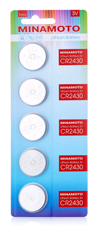 Батарейка Minamoto CR2430 BL5 Lithium 3V (5/100/5000) 5 шт/блистер