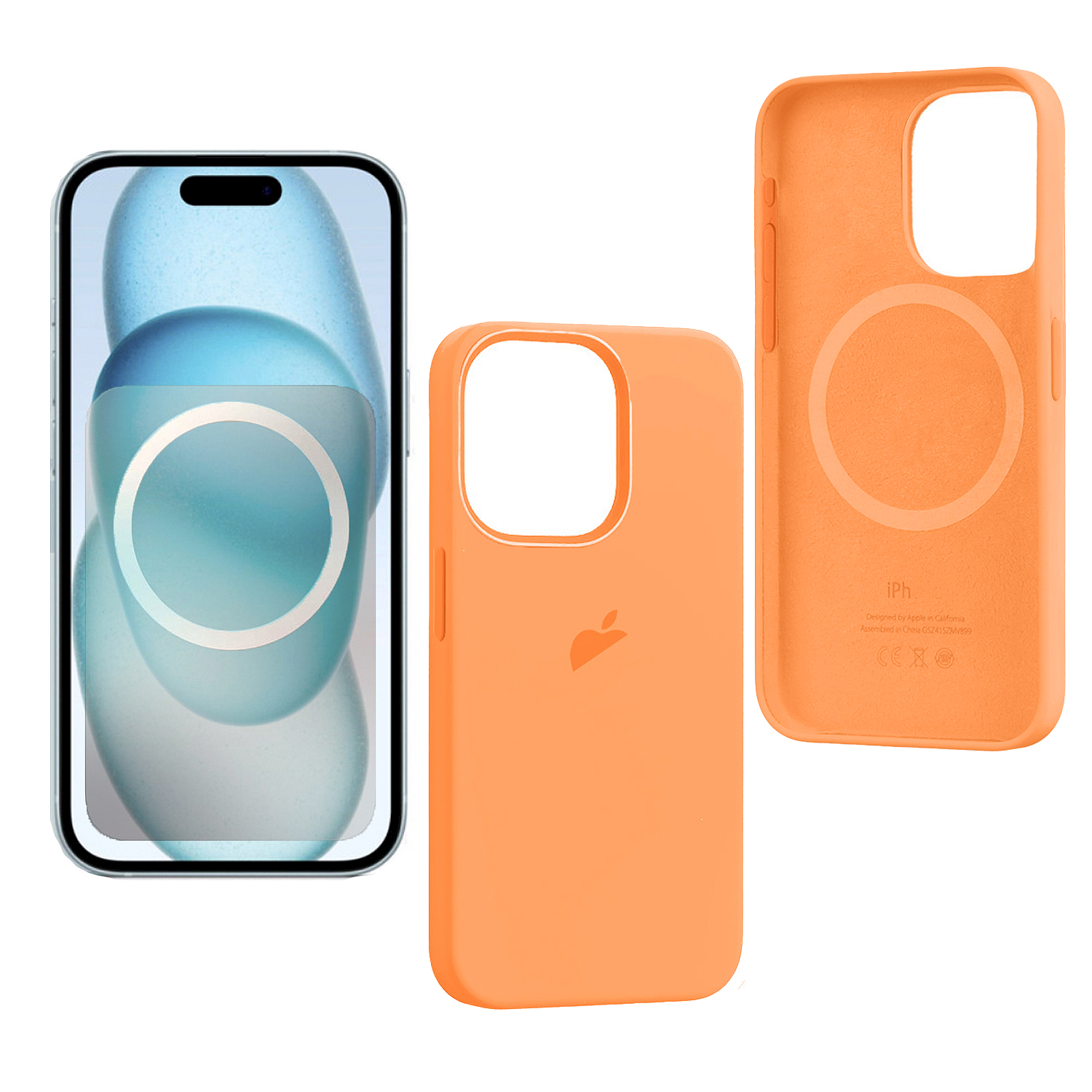 Чехол iPh 15 Pro Max Silicon Case 100% ORG (MagSafe + анимация NFC Clear) c LOGO Orange Sorbet