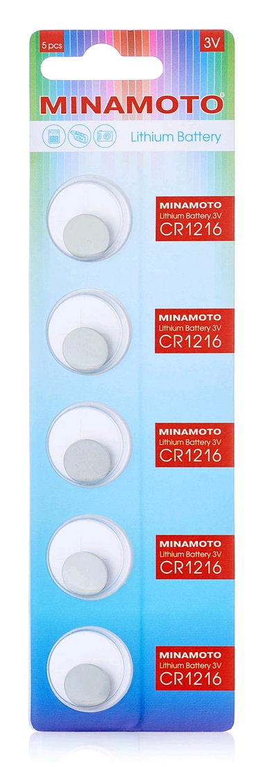 Батарейка Minamoto CR1216 BL5 Lithium 3V (5/100/5000) 5шт/блистер