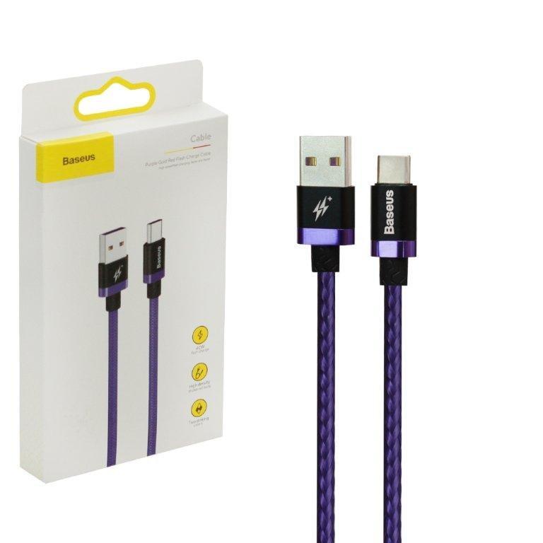 Кабель USB Type-C 2M 4A Purle Cold Red Flash Charge Cable Baseus синий CATZH-B05