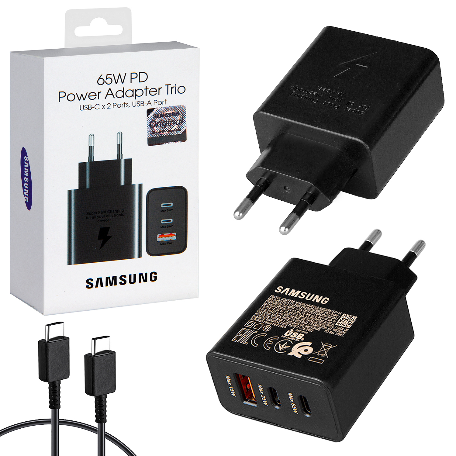 СЗУ Samsung 65W  PD Adapter Trio черный