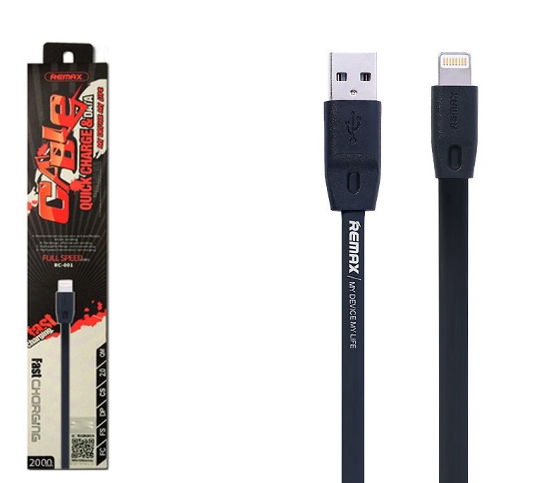 Кабель USB Lightning 2m PC-001i Full Speed Remax черный