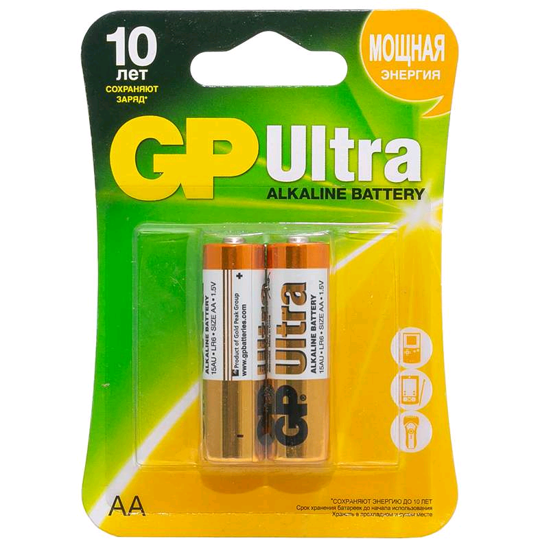 Батарейка GP ULTRA LR6 AA BL2 Alkaline 1.5V (2/20/80)
