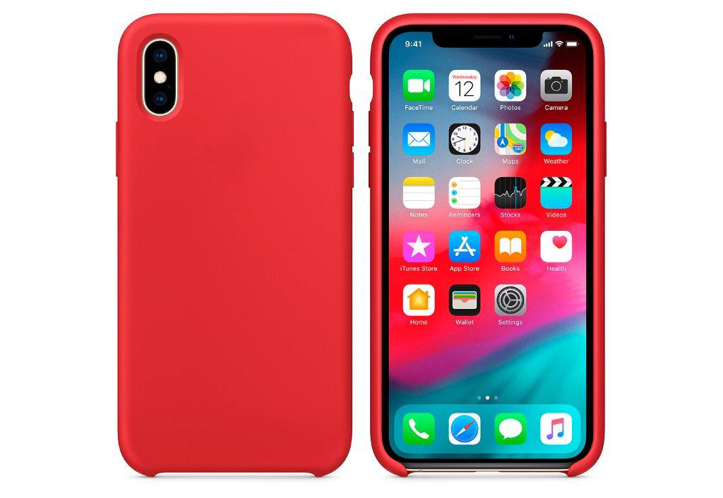 Чехол Iph X Silicon Case 100% ORG Red (PRODUCT) (c LOGO)