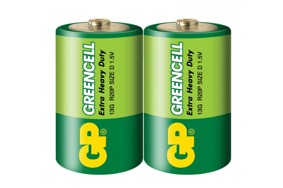 Батарейка GP GreenCell R20 D BL2 Heavy Duty 1.5V (2/20/200)