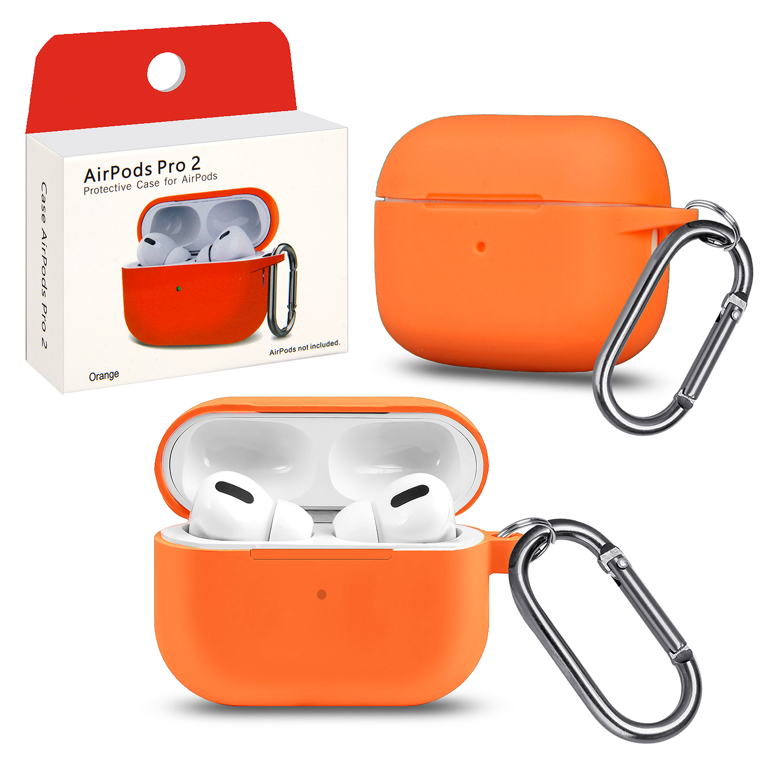 Чехол Apods Pro 2 Orange с карабином #13