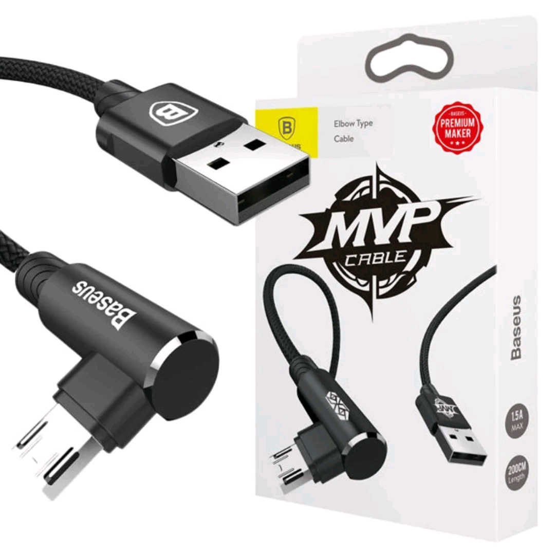 Кабель USB Micro USB 2m 1.5A MVP Elbow угловой BASEUS черный CATMVP-B01