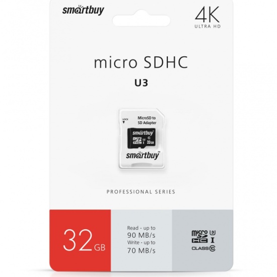 Micro SD 32GB Smart Buy Class 10 PRO PRO U3 R/W:90/70 MB/s
