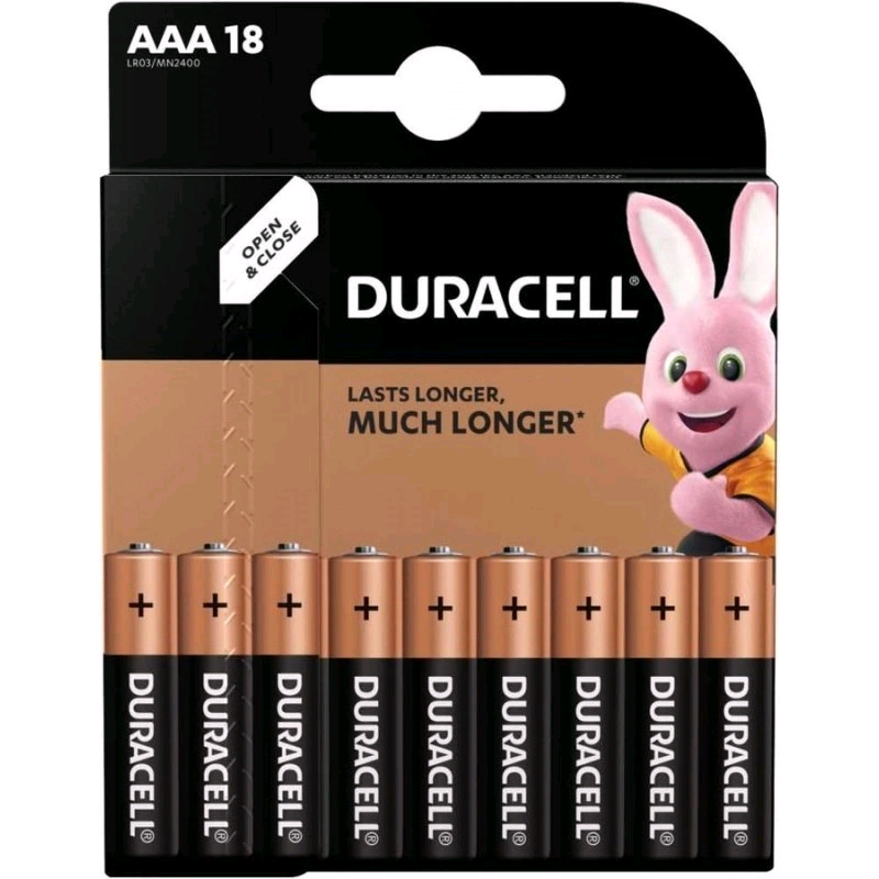 Батарейка Duracell Basic LR03 AAA BL18 Alkaline 1.5V BE (18/180/62640)