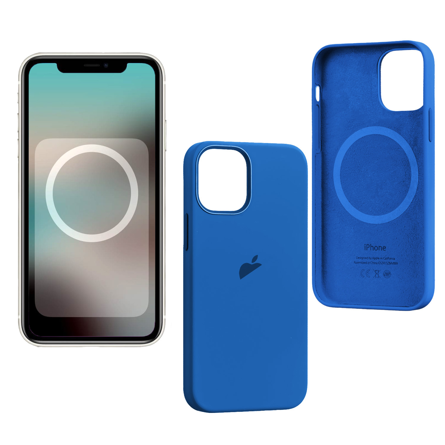 Чехол iPh 12/12 Pro Silicon Case 100% ORG Capri Blue (MagSafe + анимация NFC) c LOGO