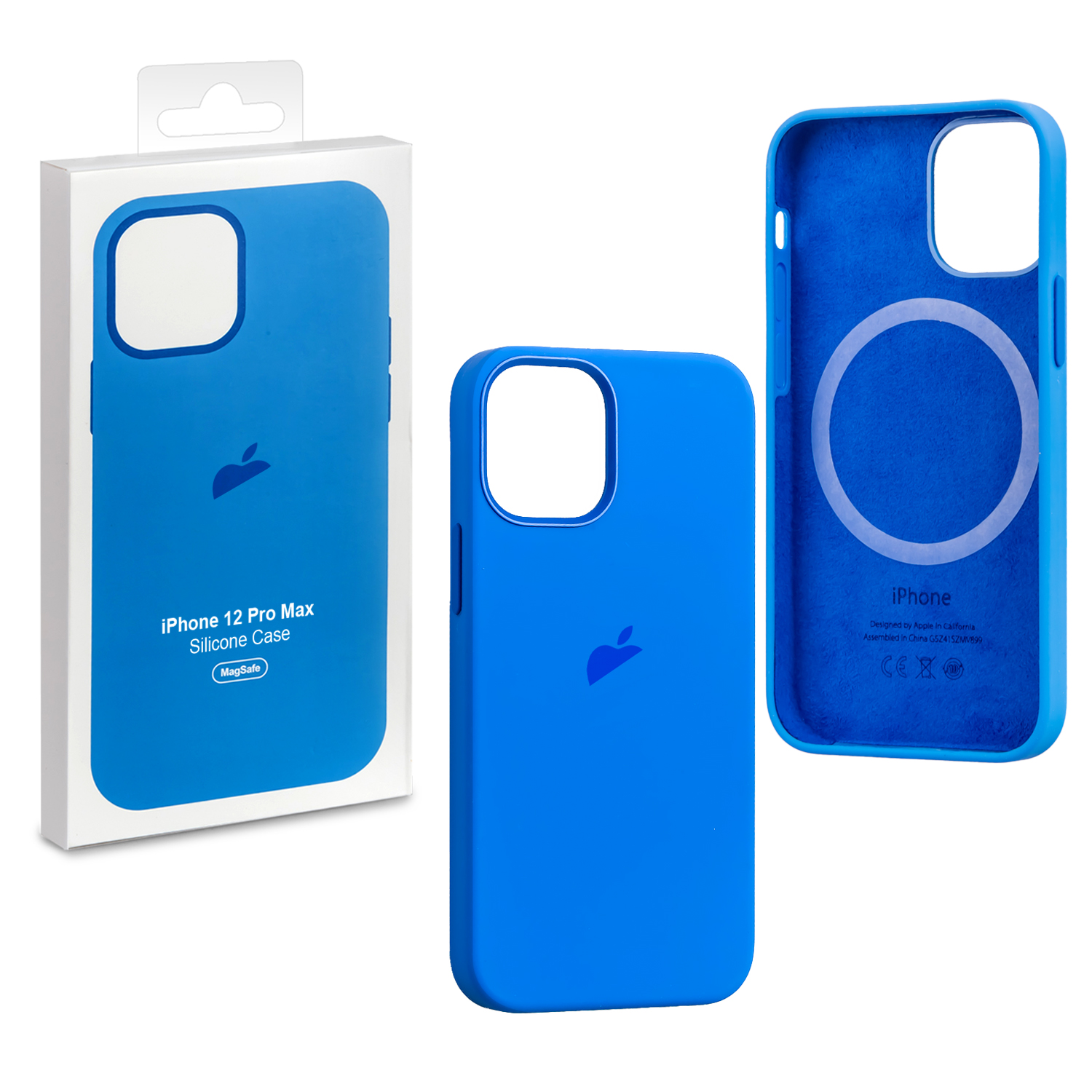Чехол iPh 12 Pro Max Silicon Case ORG Mediterranean Blue (MagSafe) c LOGO