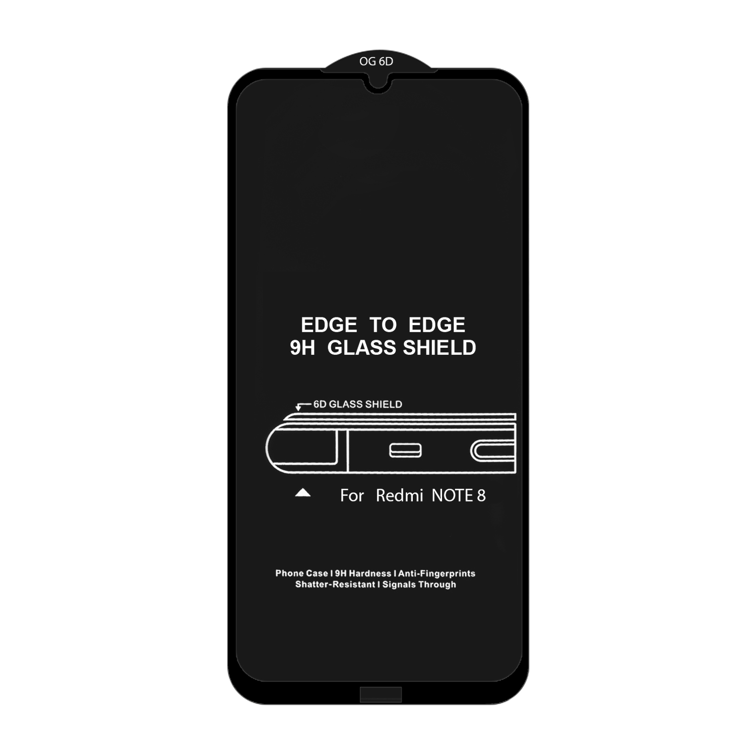 Защитное стекло Xiaomi Note 8 6D без упаковки