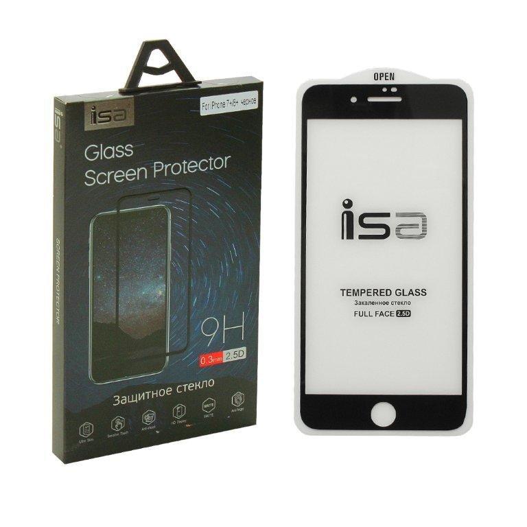Защитное стекло IPh 7 Plus 2.5D 0.3 mm с рамкой ISA черное 