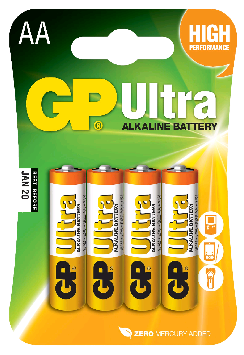 Батарейка GP ULTRA LR6 AA BL4 Alkaline 1.5V (4/40/160/320)